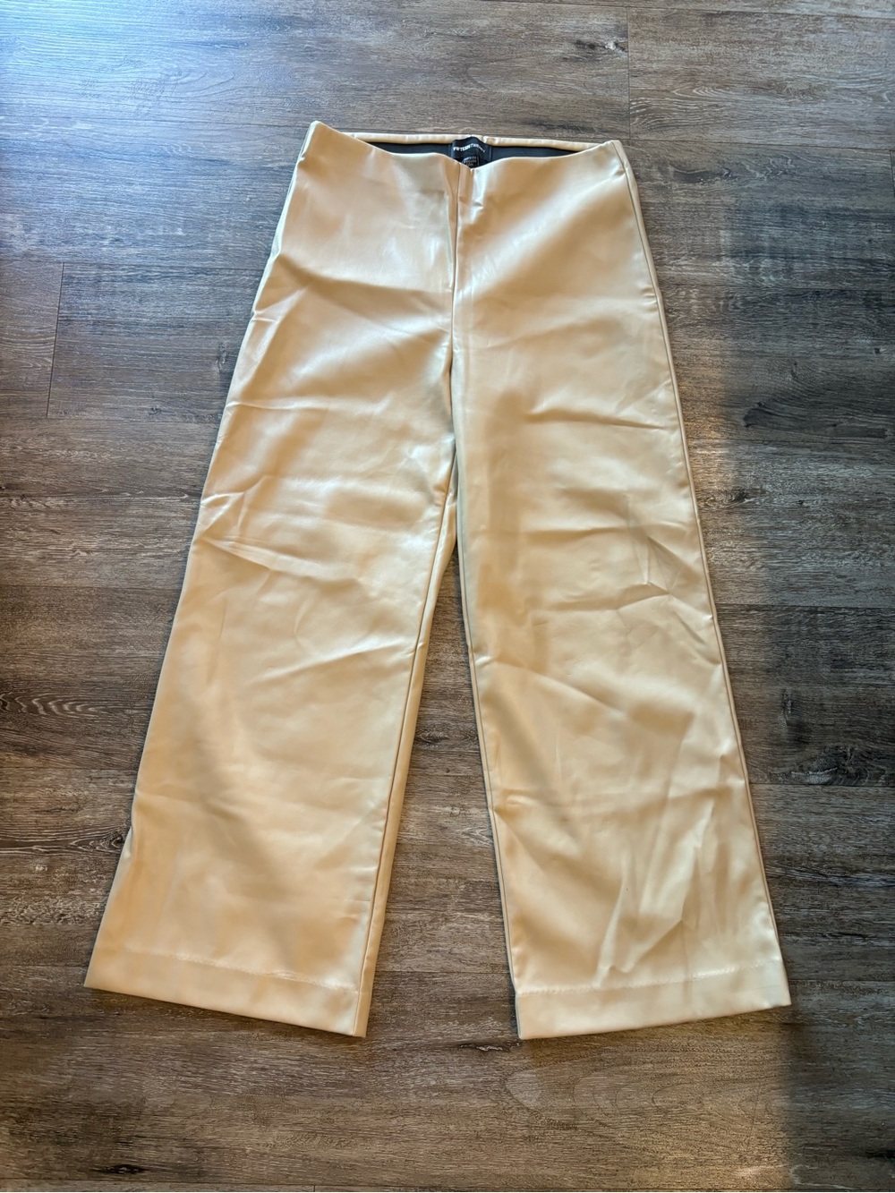 Fifteen Twenty Cream Wide-Leg Faux Leather Trousers